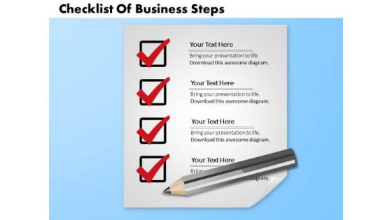 Business Diagram Checklist Of Business Steps Presentation Template