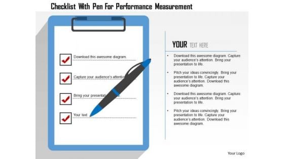 Business Diagram Checklist With Pen For Performance Measurement Presentation Template