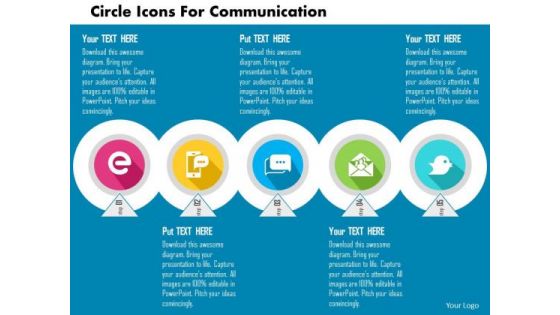 Business Diagram Circle Icons For Communication Presentation Template