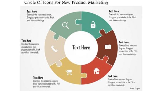 Business Diagram Circle Of Icons For New Product Marketing Presentation Template