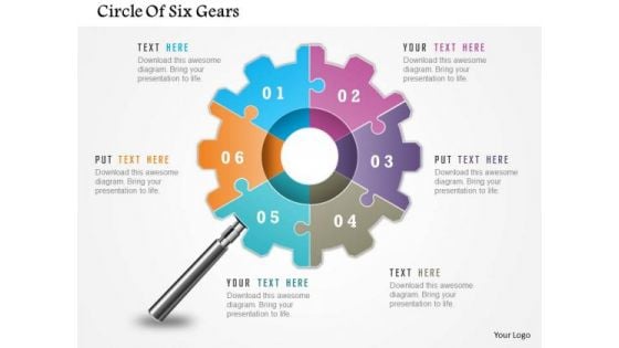 Business Diagram Circle Of Six Gears Presentation Template