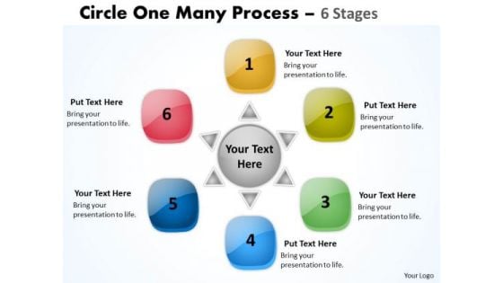 Business Diagram Circle One Many Process 6 Stages Strategic Management