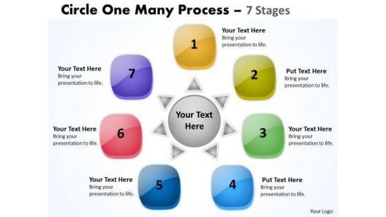 Business Diagram Circle One Many Process 7 Stages Business Framework Model