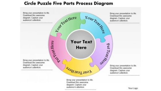 Business Diagram Circle Puzzle Five Parts Process Diagram Presentation Template