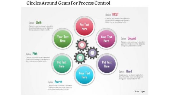 Business Diagram Circles Around Gears For Process Control Presentation Template