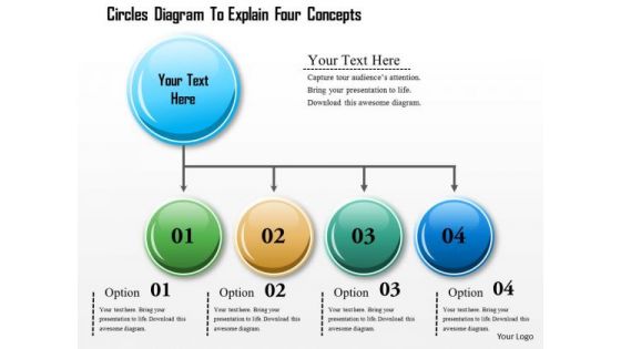 Business Diagram Circles Diagram To Explain Four Concepts Presentation Template