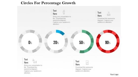 Business Diagram Circles For Percentage Growth Presentation Template