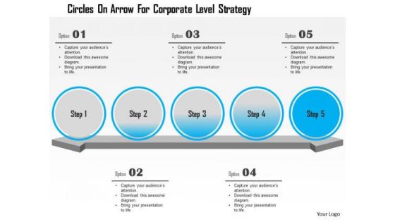 Business Diagram Circles On Arrow For Corporate Level Strategy Presentation Template