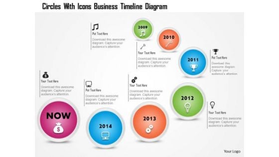 Business Diagram Circles With Icons Business Timeline Diagram Presentation Template