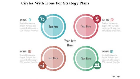 Business Diagram Circles With Icons For Strategy Plans Presentation Tempalte