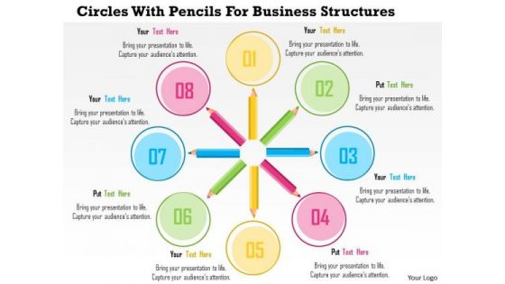 Business Diagram Circles With Pencils For Business Structures Presentation Template