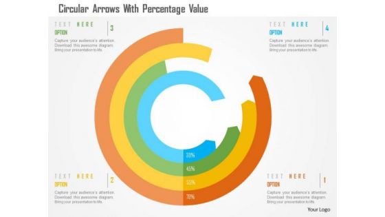 Business Diagram Circular Arrows With Percentage Value Presentation Template