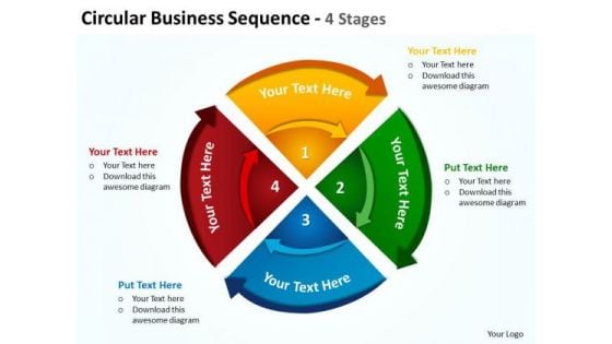 Business Diagram Circular Business Sequence 4 Stages 6 Strategy Diagram