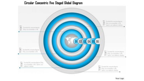 Business Diagram Circular Concentric Five Staged Global Diagram Presentation Template