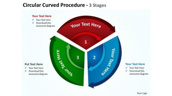 Business Diagram Circular Curved Procedure 3 Stages 5 Sales Diagram