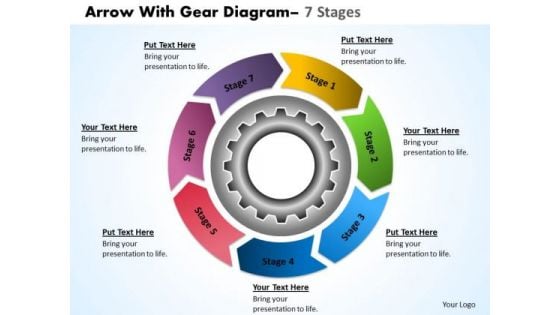 Business Diagram Circular Flow Chart With Gears Planning Process 7 Stages Marketing Diagram