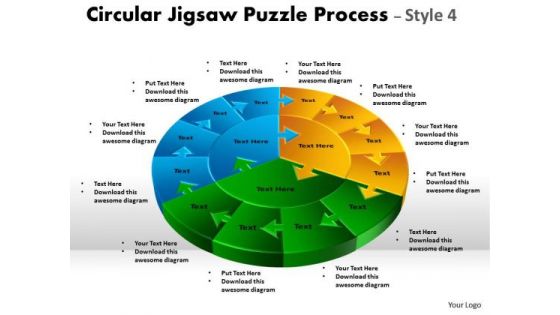 Business Diagram Circular Jigsaw Puzzle Process Style 4 Sales Diagram