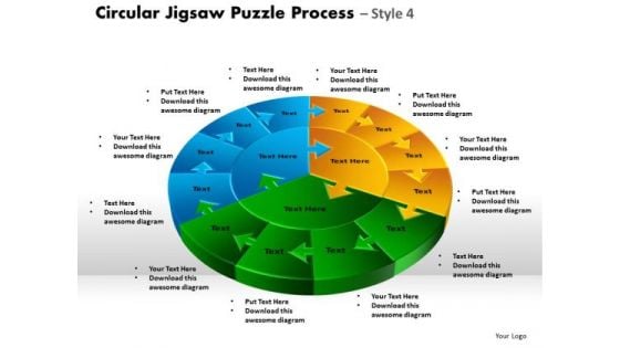 Business Diagram Circular Jigsaw Puzzle Process Style 7 Sales Diagram