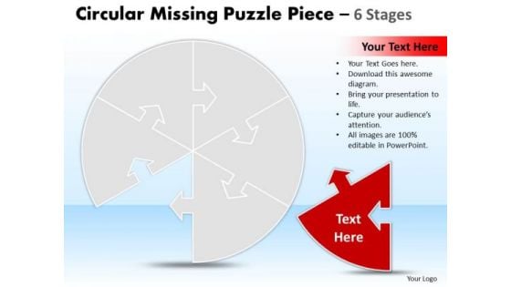 Business Diagram Circular Missing Puzzle Piece 6 Stages Business Cycle Diagram