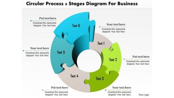 Business Diagram Circular Process 6 Stages Diagram For Business Presentation Template