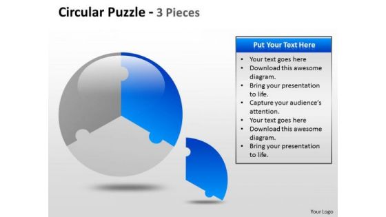 Business Diagram Circular Puzzle 3 Pieces Sales Diagram