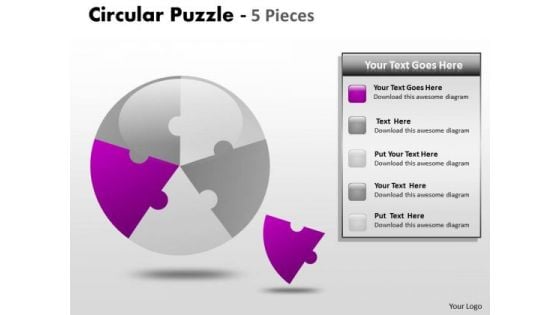 Business Diagram Circular Puzzle 5 Pieces Sales Diagram