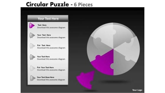 Business Diagram Circular Puzzle 6 Pieces Sales Diagram