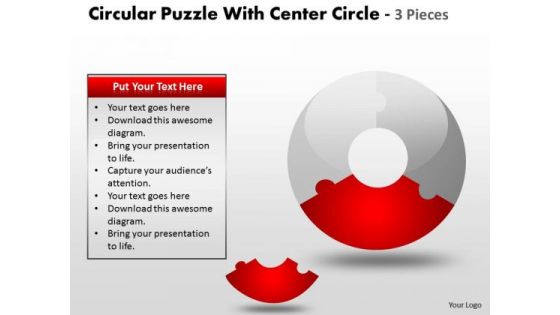 Business Diagram Circular Puzzle With Center And 3 Pieces Marketing Diagram