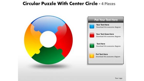 Business Diagram Circular Puzzle With Center Circle 4 Pieces Marketing Diagram