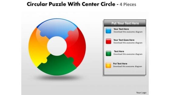 Business Diagram Circular Puzzle With Center Circle 4 Pieces Sales Diagram