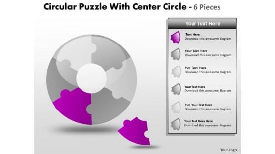 Business Diagram Circular Puzzle With Center Circle 6 Pieces Consulting Diagram