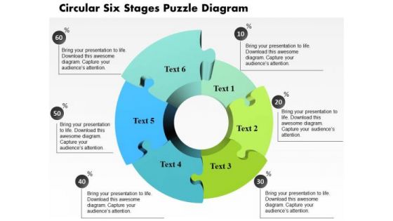 Business Diagram Circular Six Stages Puzzle Diagram Presentation Template