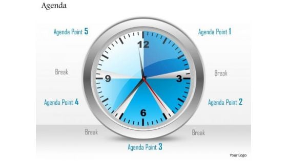 Business Diagram Clock With Five Different Agenda Points Presentation Template