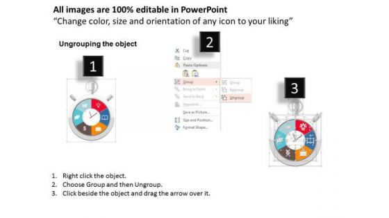 Business Diagram Clock With Icons For Marketing Strategy Presentation Template