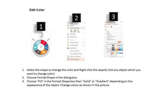 Business Diagram Clock With Icons For Marketing Strategy Presentation Template