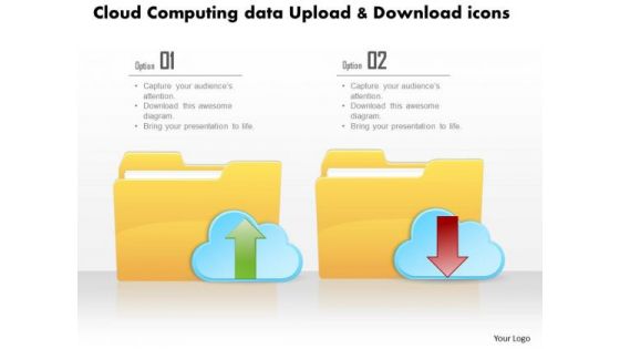 Business Diagram Cloud Computing Data Upload And Download Icons Ppt Slide