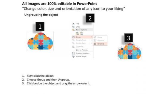 Business Diagram Cloud Icon Of Puzzle Pieces Presentation Template