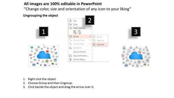 Business Diagram Cloud Icon With Internet Options Presentation Template