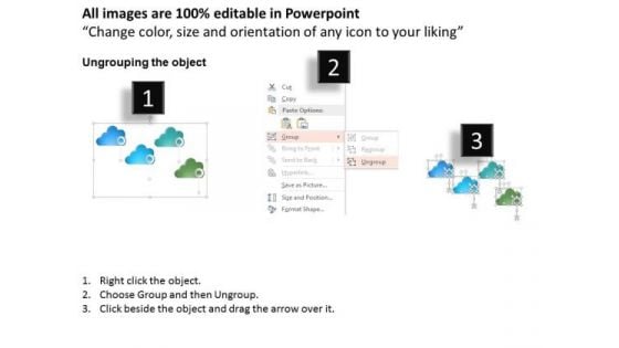 Business Diagram Clouds Icons Displaying Four Options Presentation Template