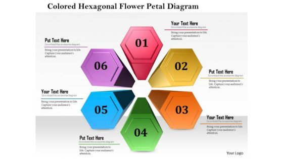Business Diagram Colored Hexagon Flower Petal Diagram Presentation Template