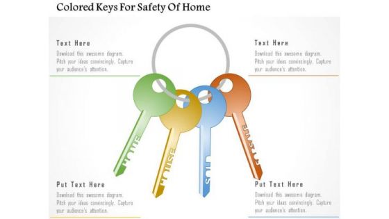 Business Diagram Colored Keys For Safety Of Home Presentation Template