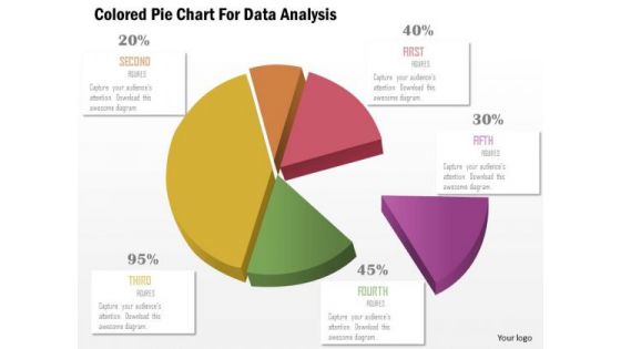 Business Diagram Colored Pie Chart For Data Analysis Presentation Template