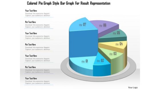 Business Diagram Colored Pie Graph Style Bar Graph For Result Representation Presentation Template