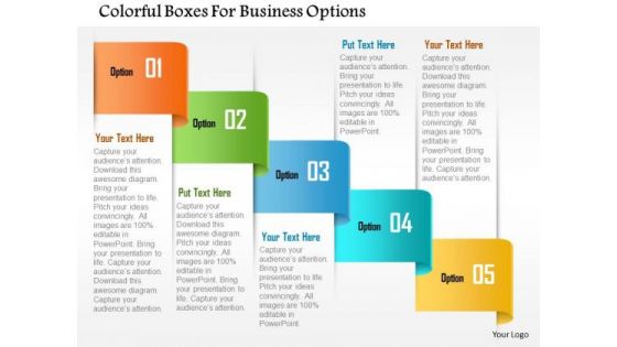 Business Diagram Colorful Boxes For Business Options Presentation Template