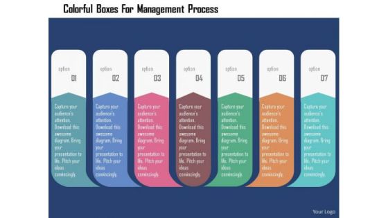 Business Diagram Colorful Boxes For Management Process Presentation Template