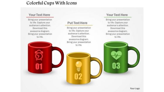 Business Diagram Colorful Cups With Icons Presentation Template