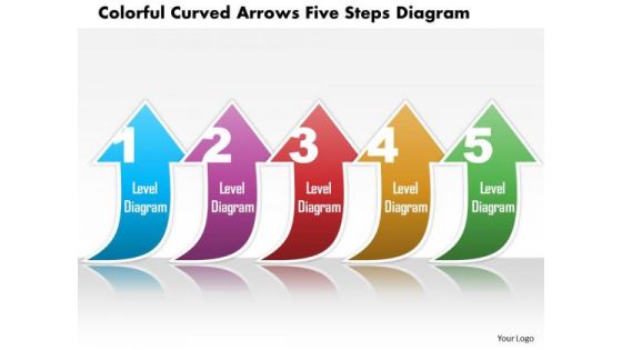 Business Diagram Colorful Curved Arrows Five Steps Diagram Presentation Template