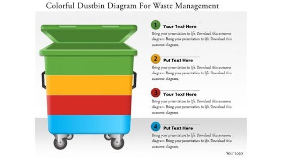Business Diagram Colorful Dustbin Diagram For Waste Management Presentation Template