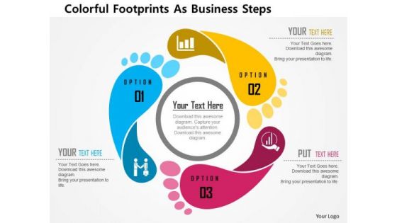 Business Diagram Colorful Footprints As Business Steps Presentation Template