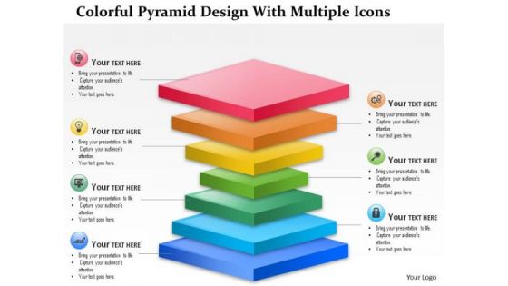 Business Diagram Colorful Pyramid Design With Multiple Icons Presentation Template